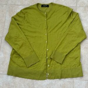Olive green Button-Up Sweater Parisian cardigan